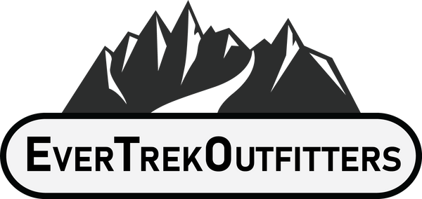Logo of EverTrek Outfitters with mountain design on a white background