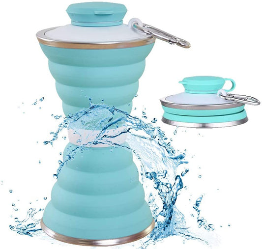 Foldable travel water bottle made of BPA-free silicone