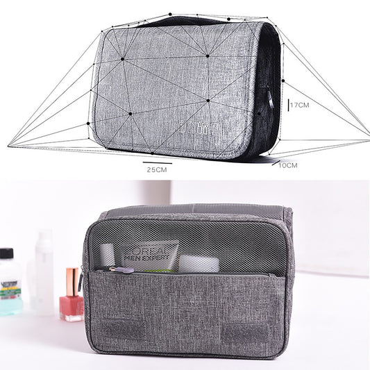 Compact travel toiletry bag with hook